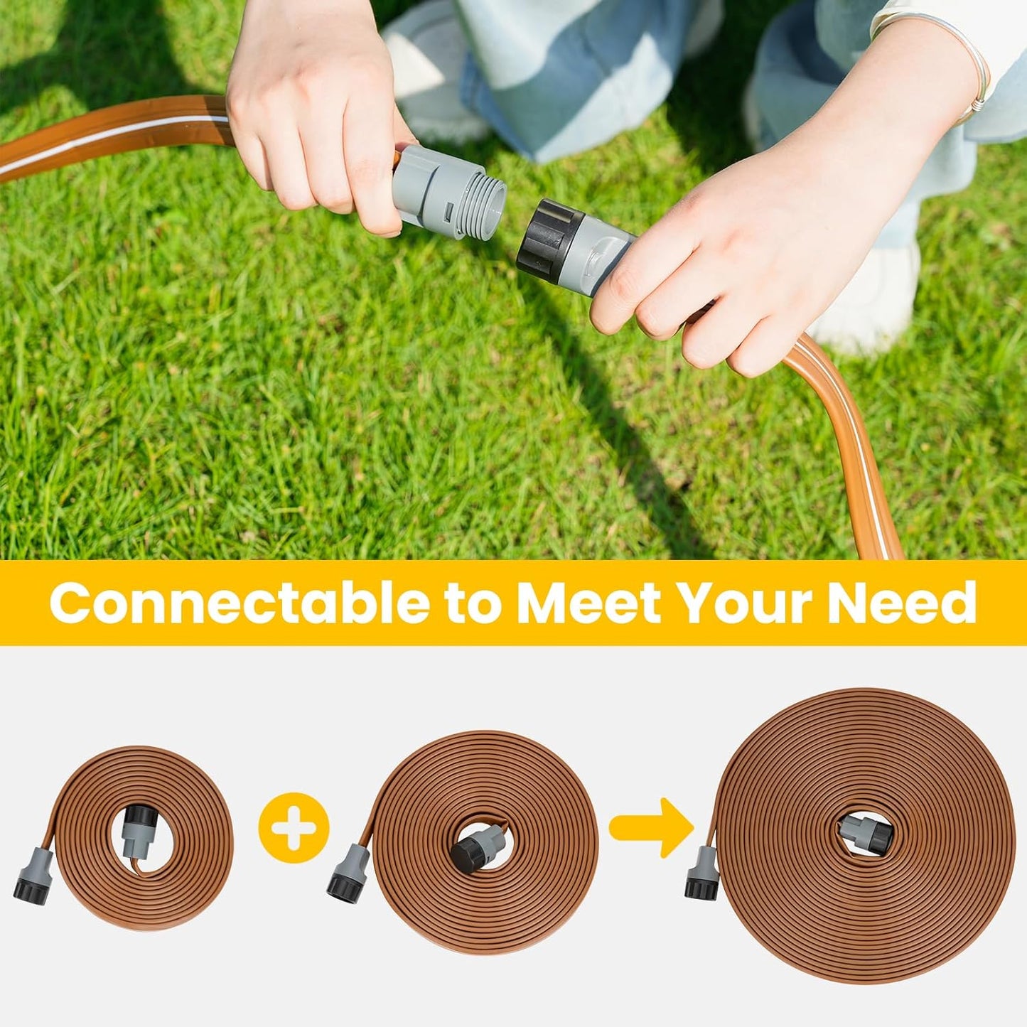 LINEX Sprinkler Soaker Hose 30 ft for Garden, Watering Hose with Holes, High-Efficiency Sprinklers System for Lawn and Garden with Staples