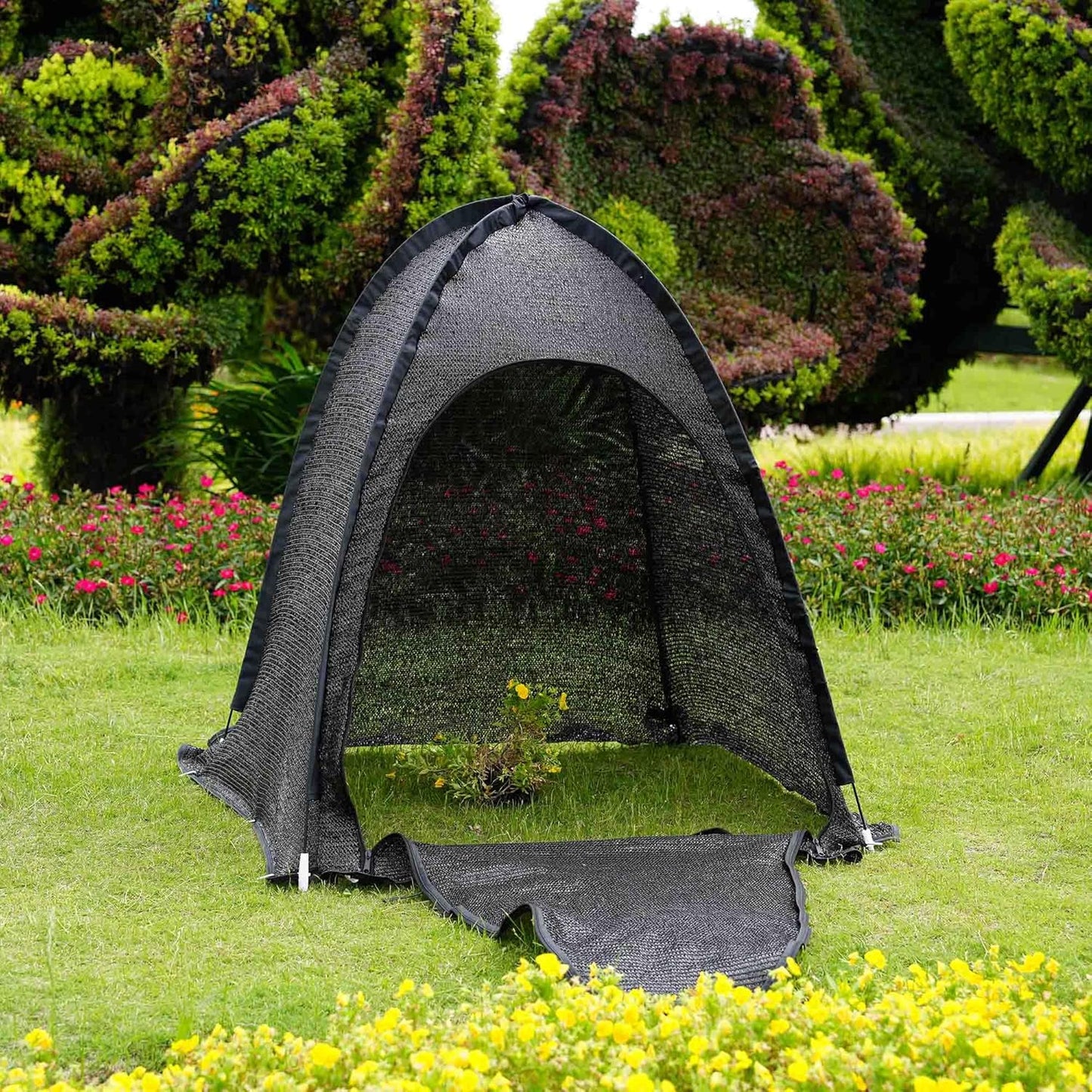 Porayhut Pop up Sunshade Cloth Pack of 3,Easy Open Crop Shade Net 36''*36''*39''UV Resisitant Plant 80% Sunblock Net for Mini Flower Pot with Stakes