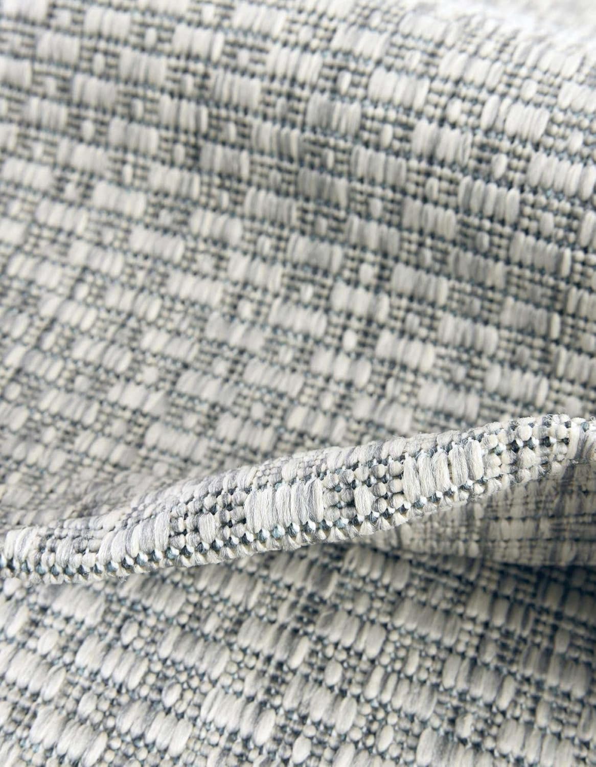 Unique Loom Outdoor Solid Collection Area Rug (10' Round Light Gray/Ivory)