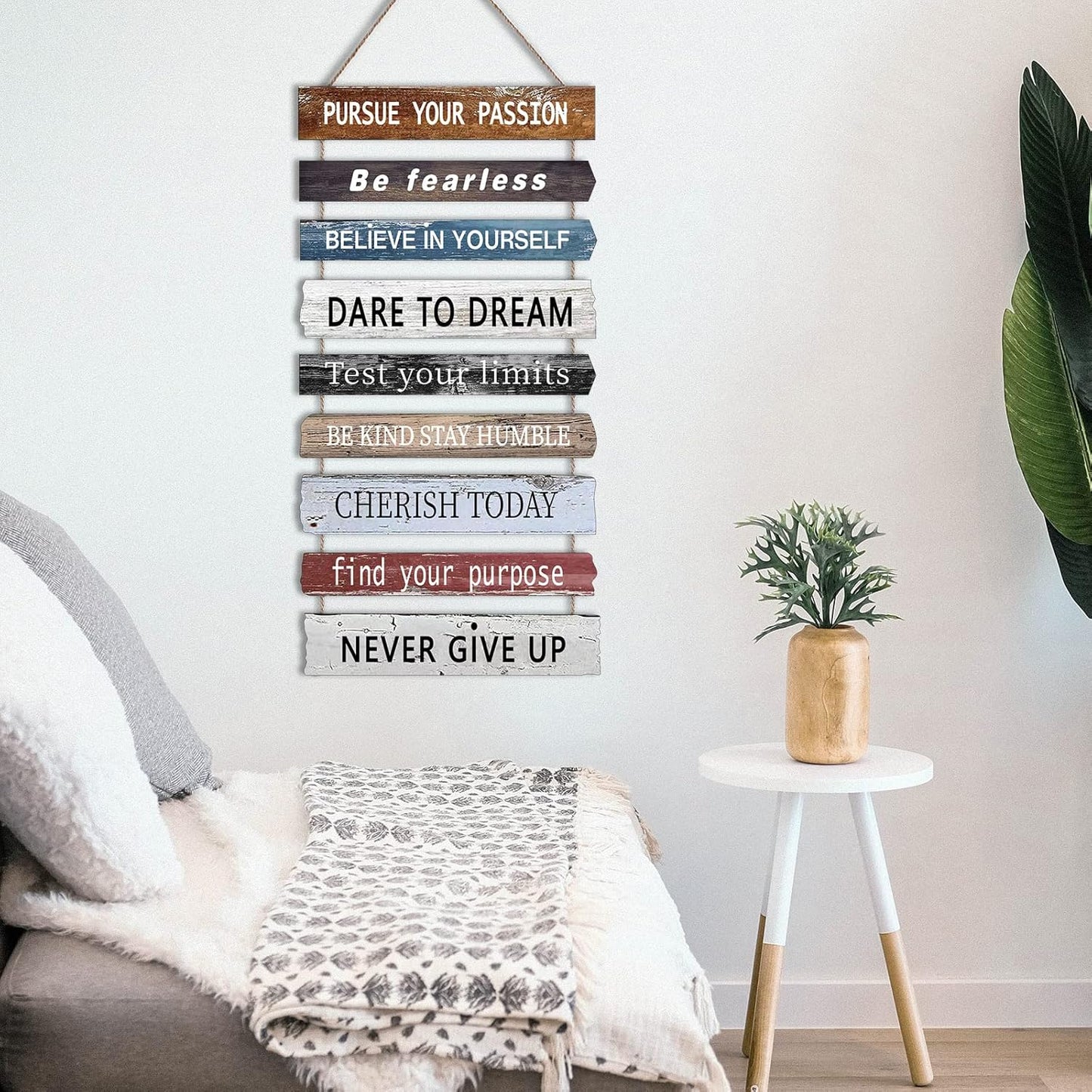 Joyhawk Motivational Wall Art Decor with Positive Quotes, Inspirational Wall Art Room Decor for Teen Girls Women, Rustic Wall Hanging Plaque Sign for Home Office Living Room Bathroom - 12x24 inch