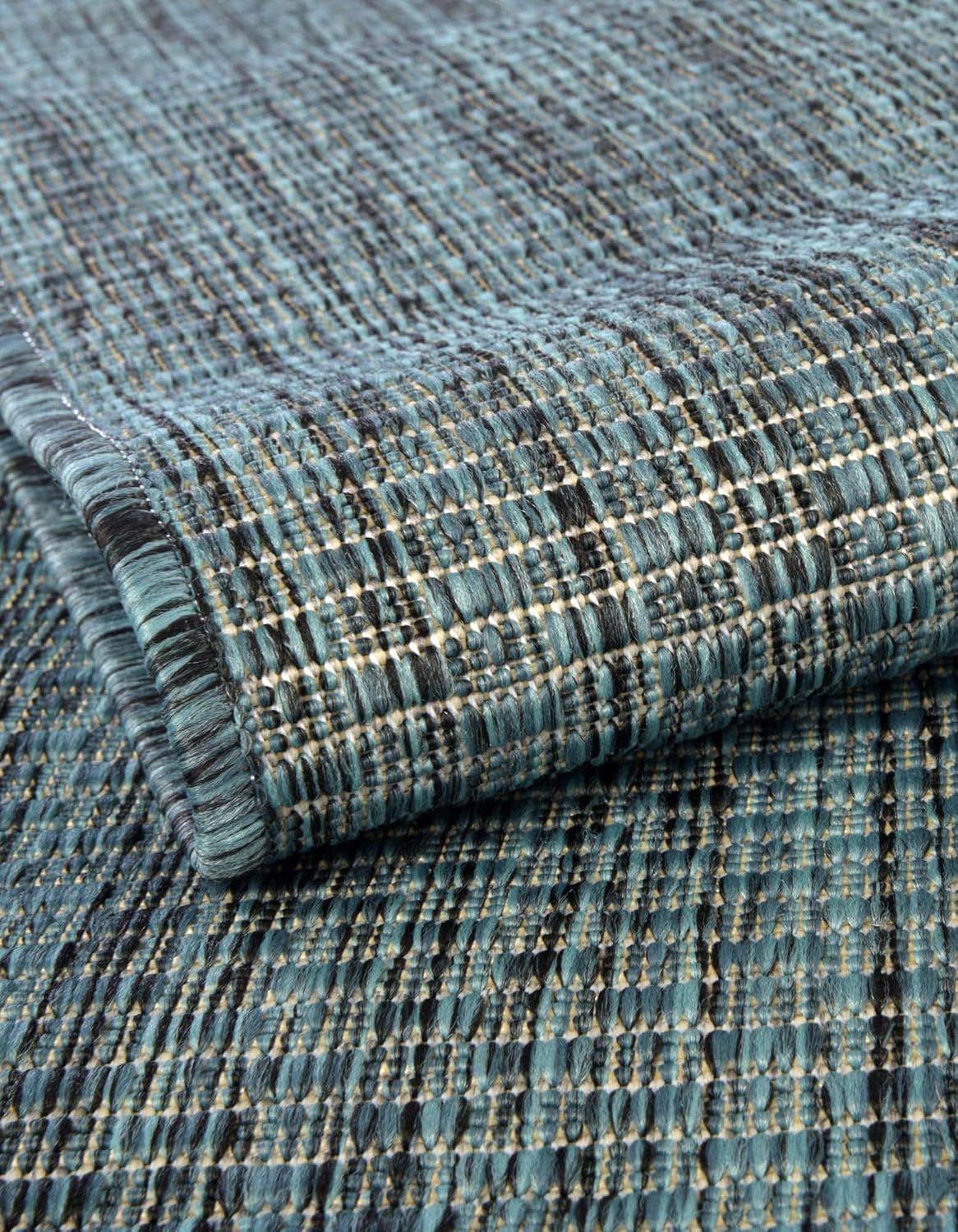 Unique Loom Outdoor Solid Collection Area Rug (10' Square Teal/Navy Blue)