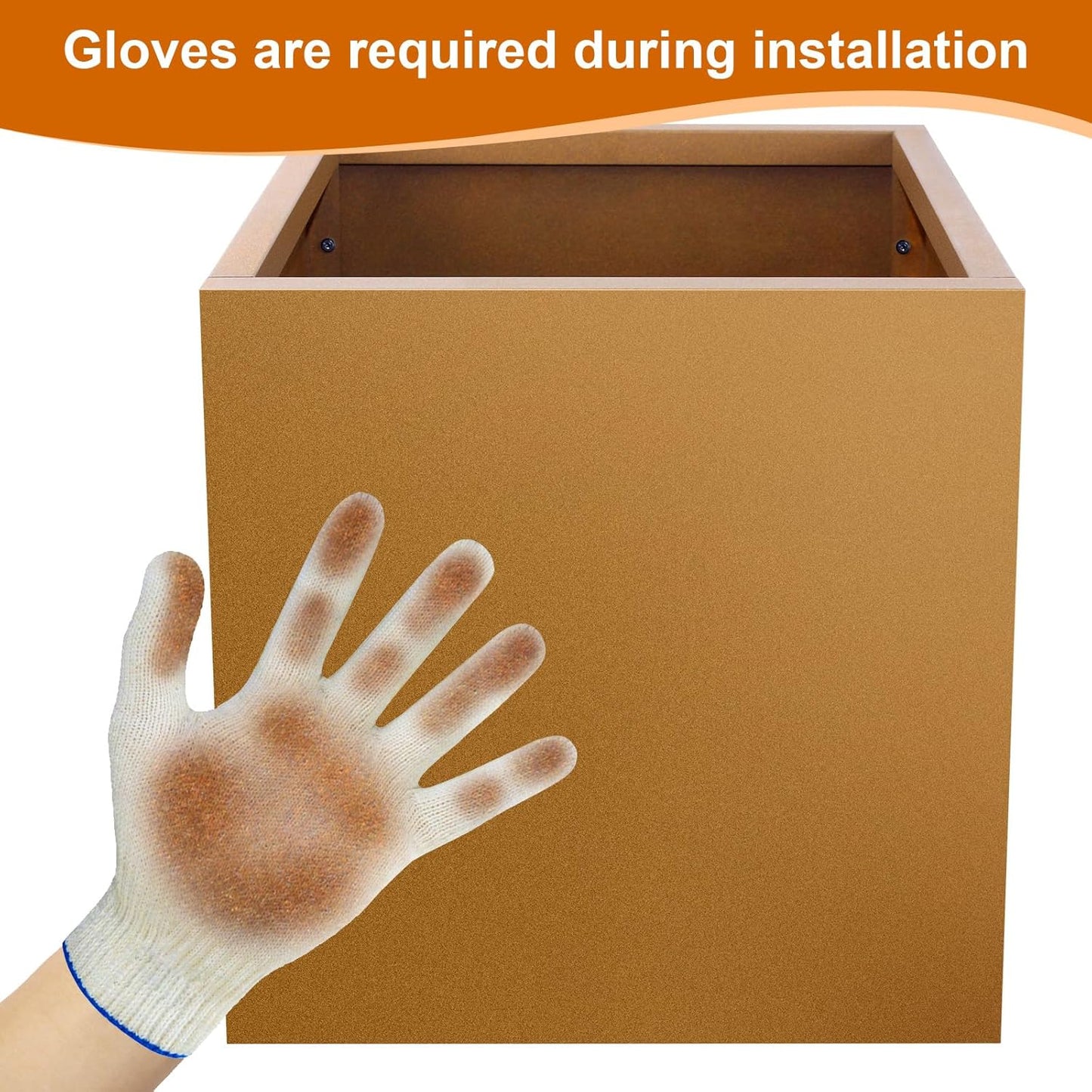 Corten Steel Planter Box 21"x20"x20", Metal Planter Spliced Flower Pot with Partitions, Outdoor & Indoor Large Rectangular Planter Box for Porch, Patio, Garden, Commercial Décor