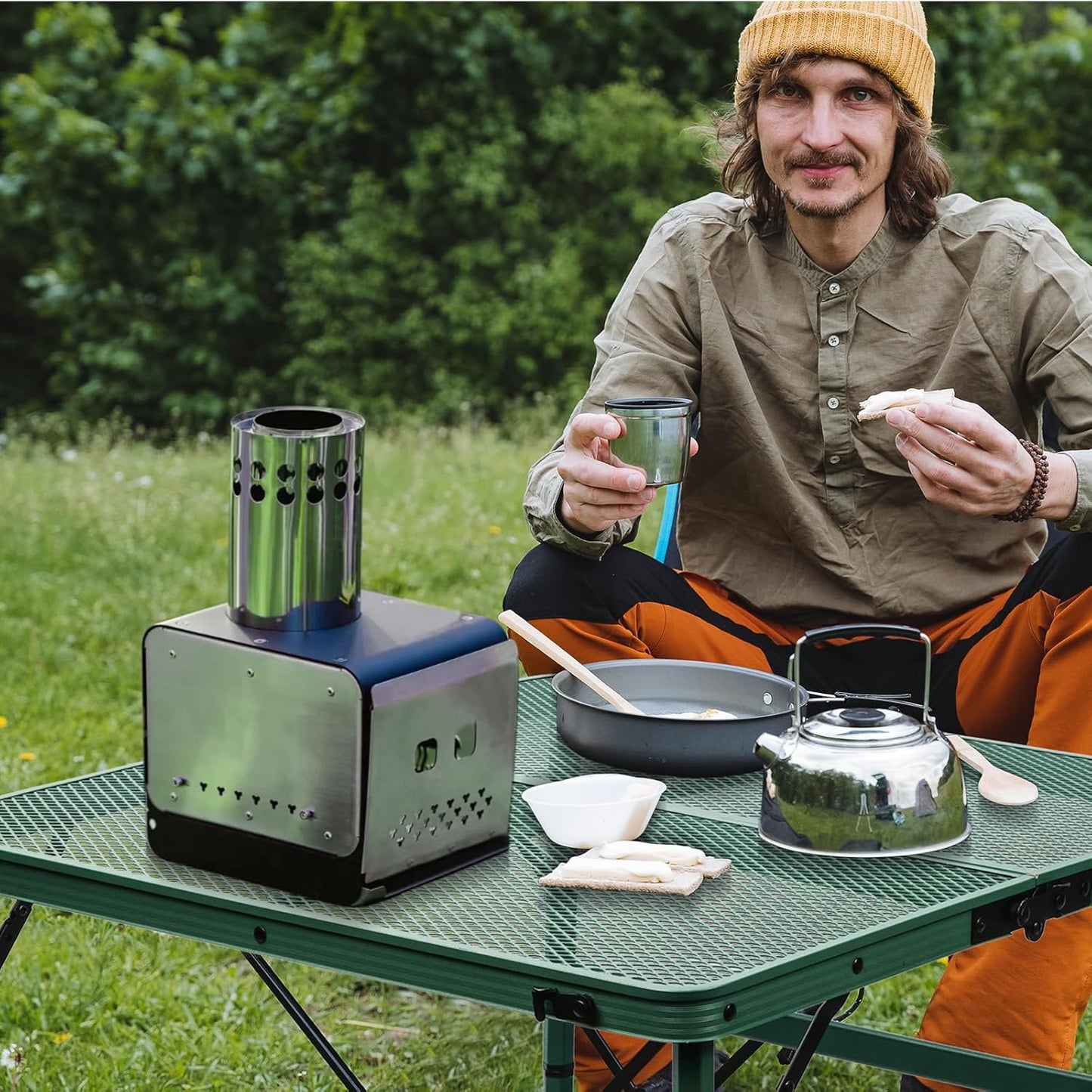 Square Folding Table, Easy for Storage, Compact and Portable Picnic Table for Grill, Outdoor Camping, Garden, Patio, Dining, BBQ, Party, Market and Card Table, 27.2 L×27.2W inches