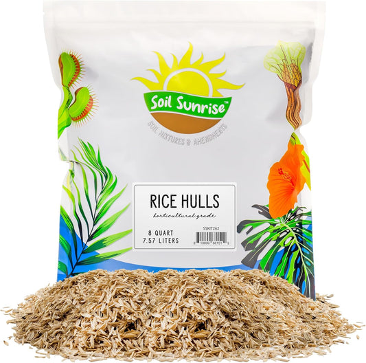 Organic Horticultural Grade Rice Hulls (8 Quarts); All-Natural Soil Amendment for Houseplants, Gardening, Seed Starting & Chicken Bedding