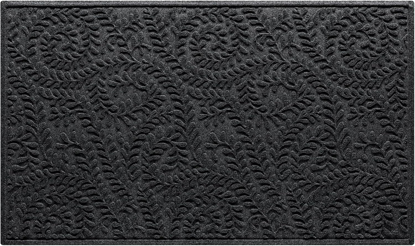 WaterHog Indoor/Outdoor Use Door Mat, 3' x 5', Made in USA, Welcome Mat for Front Door, Durable, Water-Trapping Floor Rug, Decorative, Skid-Resistant Entryway Rug, Boxwood Collection, Charcoal