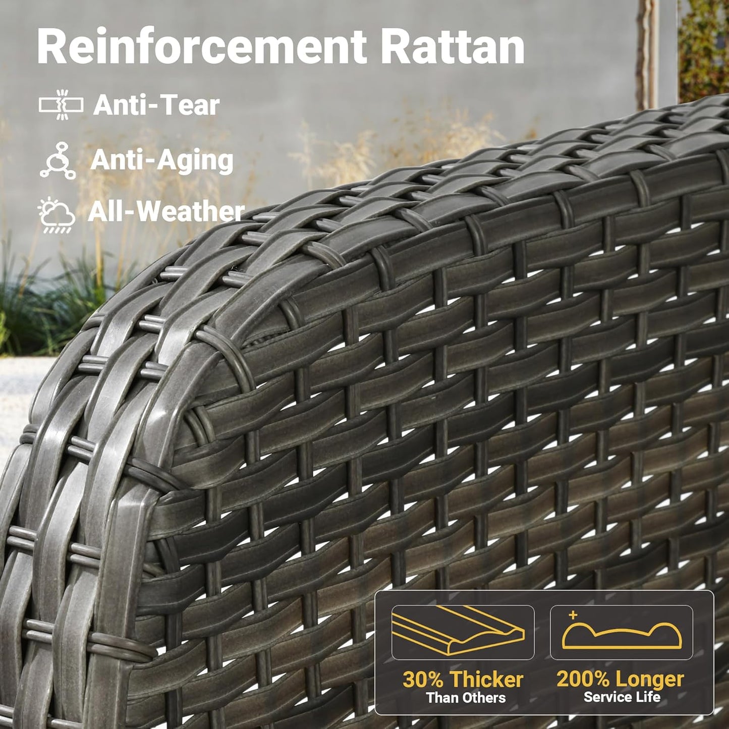 ovios 2 Pieces Patio Furniture Set, Outdoor Wicker Chairs of 2, All Weather High Back Rattan Chairs 2-Seater with Comfy Cushions for Porch Deck, Beige