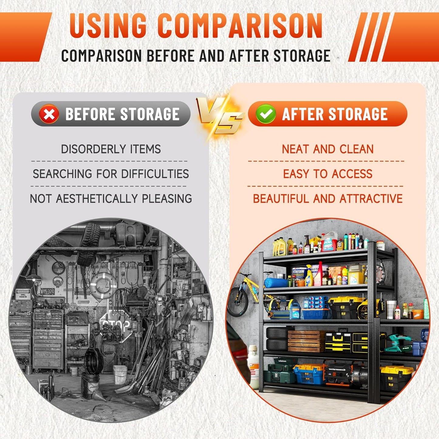 Heavy Duty 5-Tier Shelving Unit 3000LBS Capacity - Adjustable Steel Garage Shelves for Warehouse, Basement Storage(77'H x 39.4''W x 17.7''D)