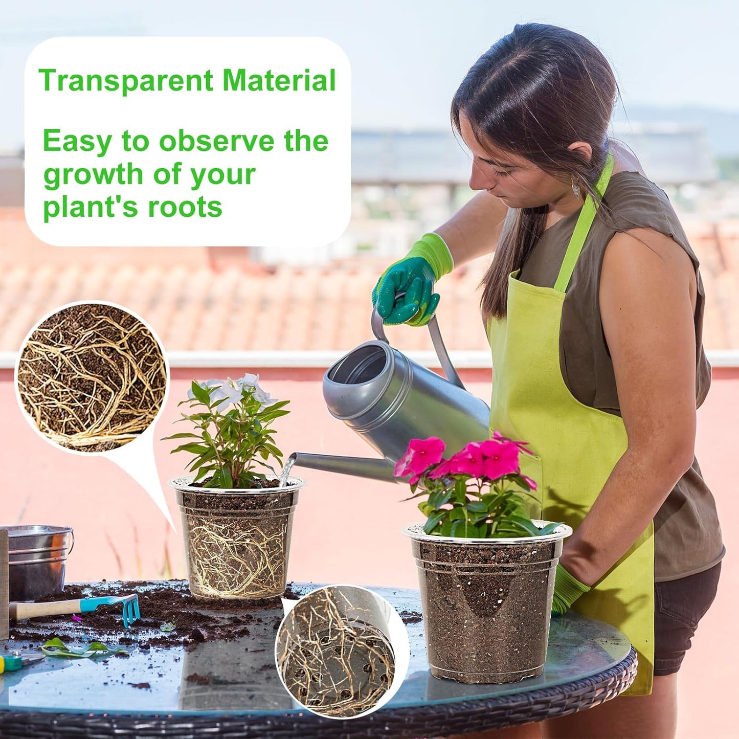 36 Pack5/6/7Inch Clear Nursery Pots with Drainage Hole,Variety Sizes Seed Starting Pots Transparent Plastic Plant Pots for Plants Transparency with 20 Plant Labels