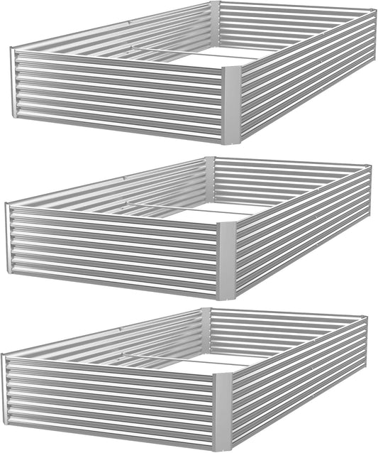 3 Pack Galvanized Raised Garden Bed Outdoor,Metal Garden Bed for Vegetables,Above Ground Garden Box for Flower,Steel Raised Beds for Gardening-36x18 inch
