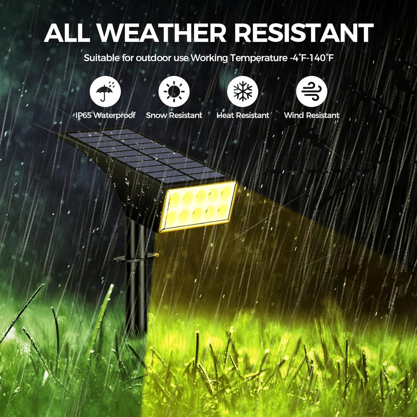 Solar Spot Lights Outdoor Waterproof IP65, Bright LEDs Solar Landscape Lighting for Outside Garden Yard, Solar Powered Spotlights for Accent Uplighting Backyard Statue Palm Tree, 2 Pack/Warm