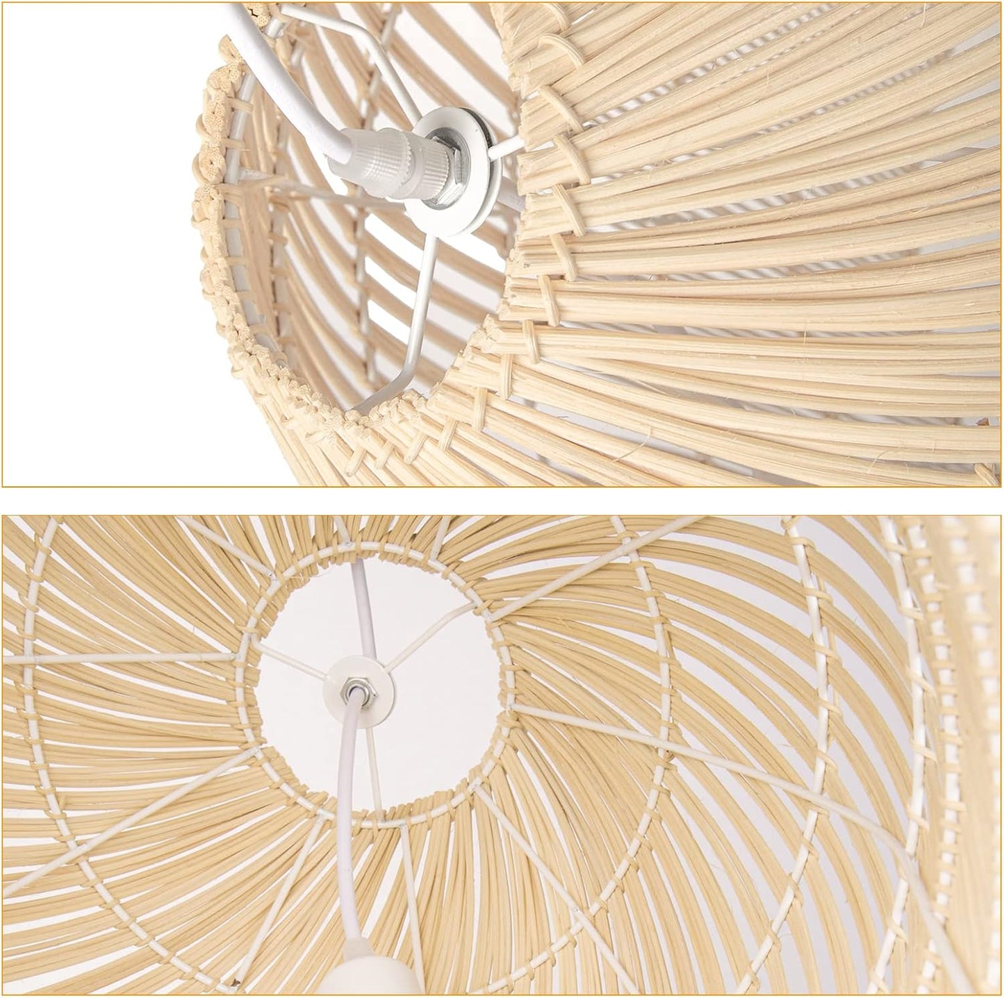 Arturesthome 1 Light Wicker Bell Pendant Lamp, Design Basket Rattan Woven Pendant Light Shades, Handmade Hanging Ceiling Lights Crafts Lampshade 16.5"*20.8"