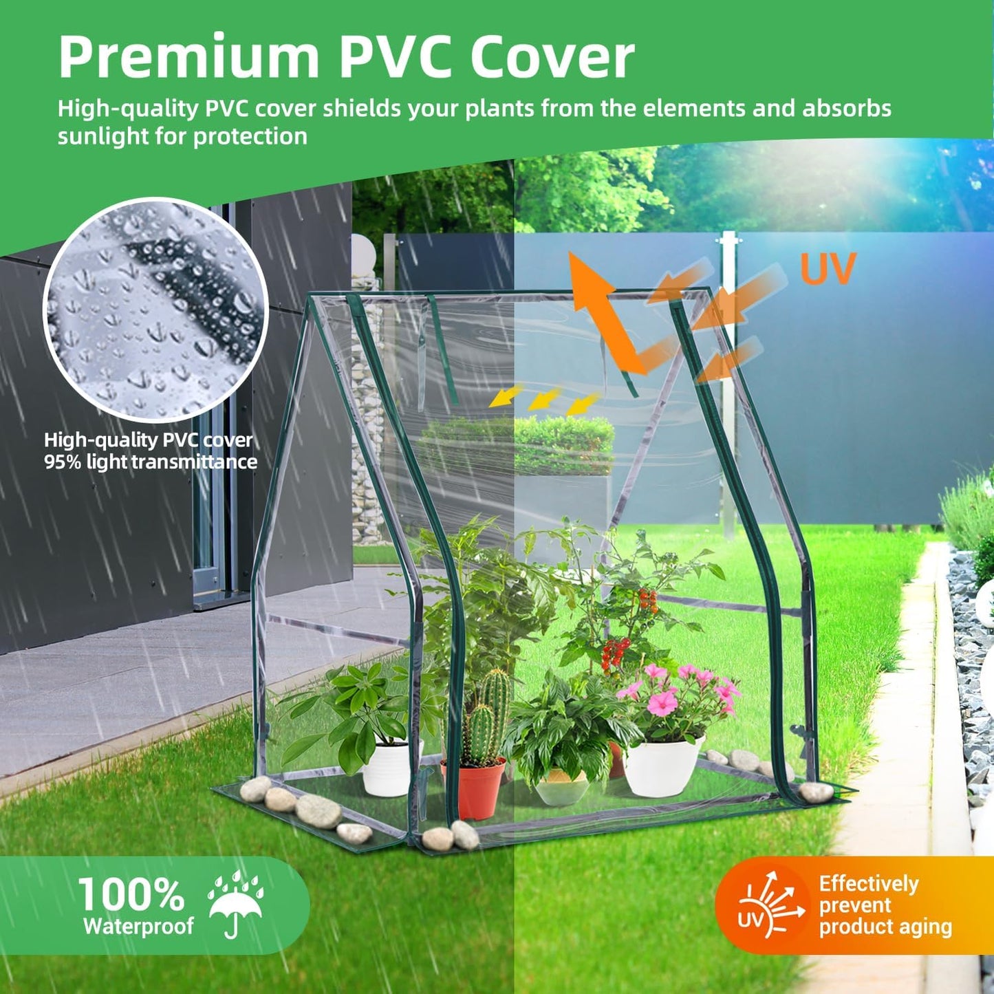 Mini Greenhouse for Indoor Outdoor: Ohuhu Portable Green House with Waterproof Pad for Small Plants Nursery Germination, 36"x36"x42" Light Duty Cover Tent Humidity Dome Seedling Accessory