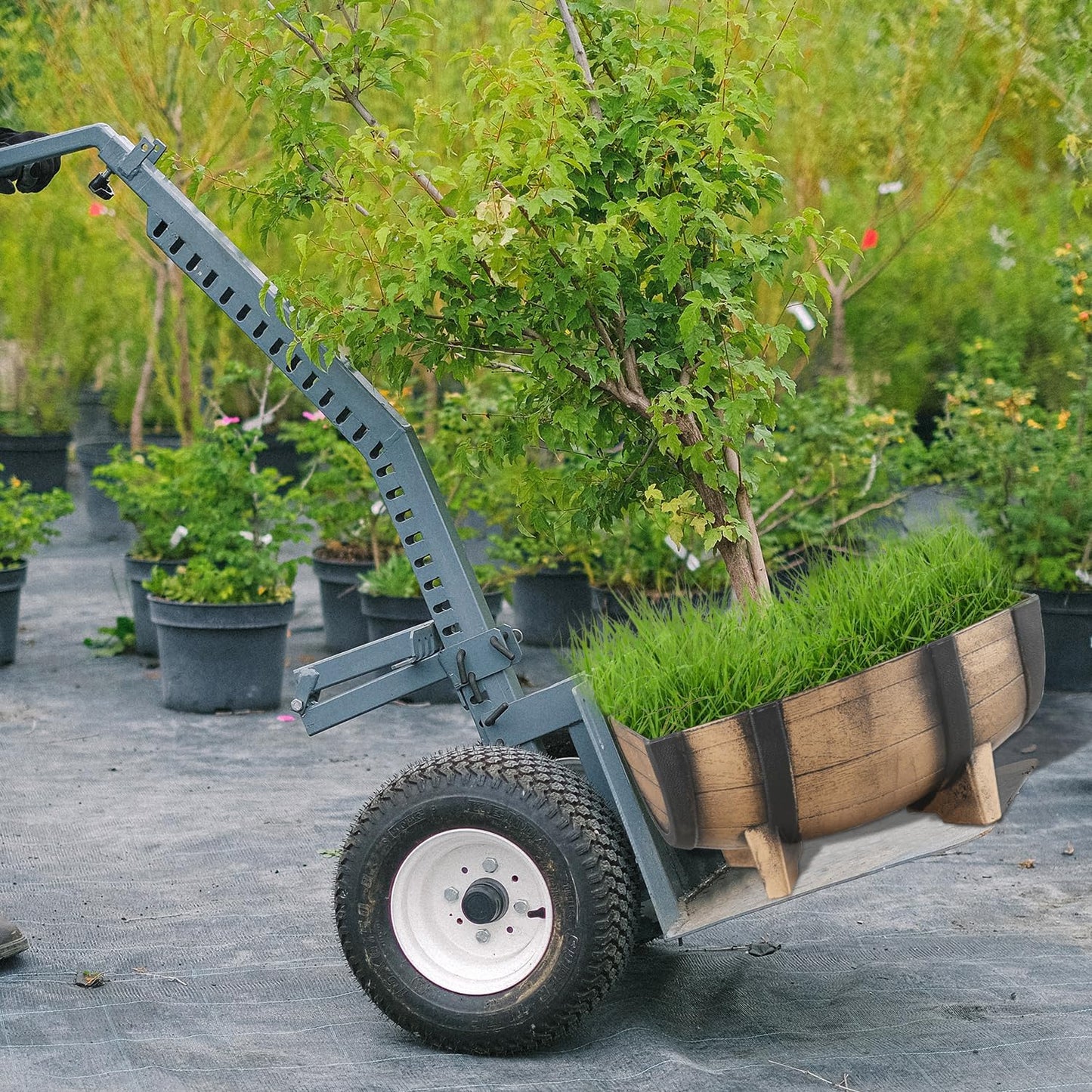 YI 2 Pack Rustic Half Barrel Planters, 16.34x11.81x7.28 Inches Plastic Weather Resistant Plant Flower Pot Indoor & Outdoor Garden Planter