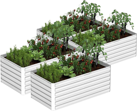 6x3x2 ft Raised Garden Bed, Large Metal Planter Raised Beds, Planters for Outdoor Plants for Vegetables, Flowers, Herbs, Fruits, and Succulents.(4 Pcs)