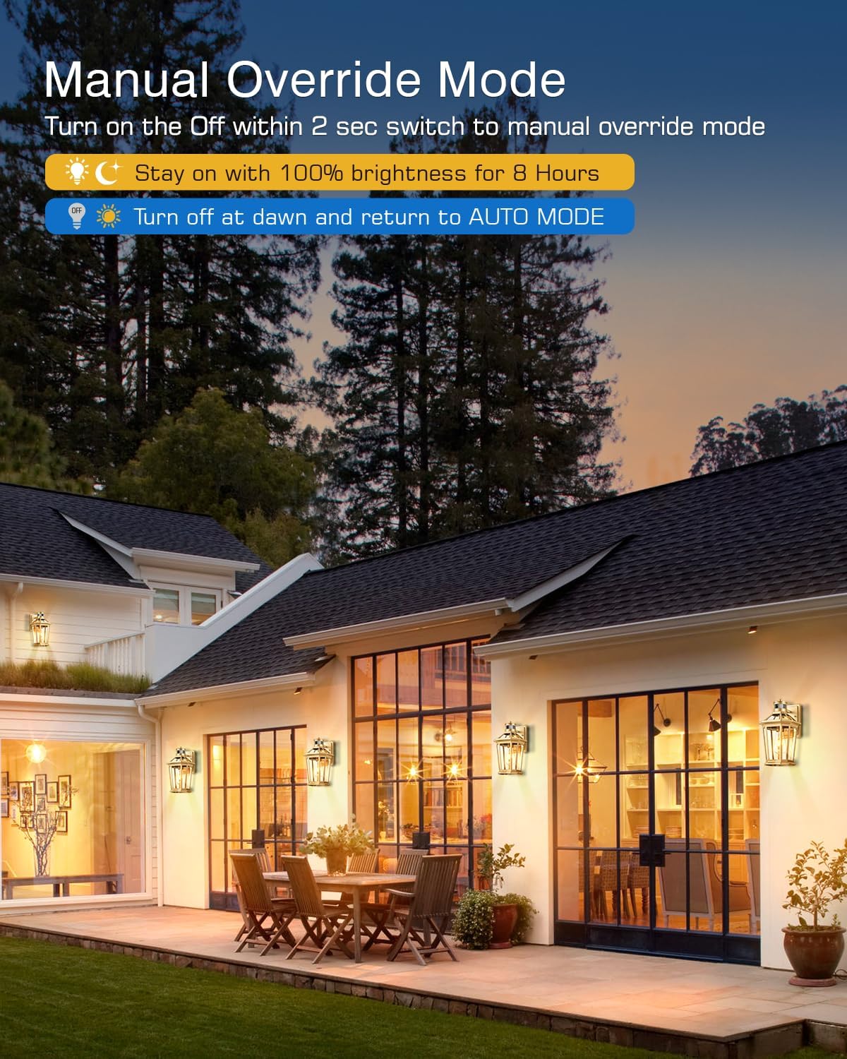 VIANIS Gold Outdoor Wall Lights with Motion Sensor, Dusk to Dawn Outside Porch Lights Lantern, Waterproof Weather Resistant Exterior Lights for House, Doorway, Garden, Home with Clear Glass Shade