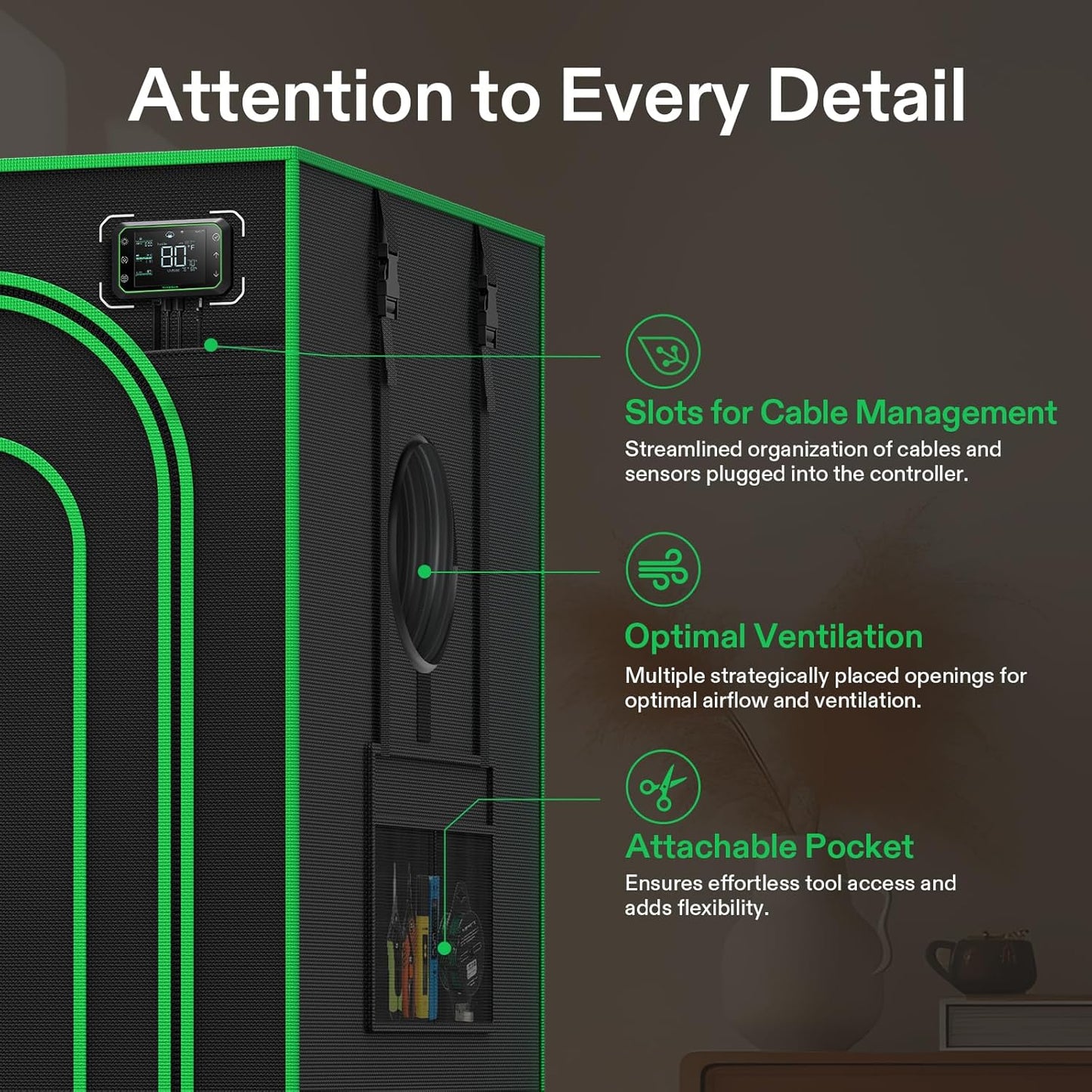 VIVOSUN P276 32"×32"×63" PRO Grow Tent, with Thick 1 inch Poles, Strengthened High Reflective Mylar Oxford Fabric & Extra Hanging Bars for Hydroponics Indoor Plant for AeroLight A150, No High CFM Kit