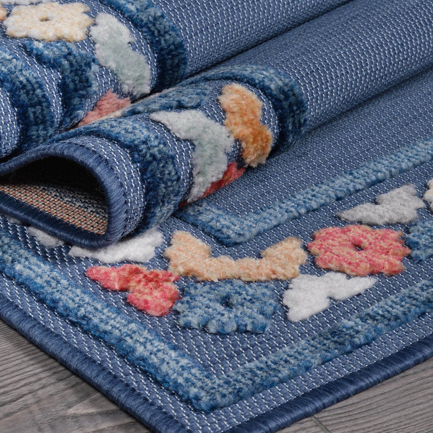 Beverly Rug Outdoor Rug 4x6 Modern Bordered Area Rugs for Indoor and Outdoor Patio Easy to Clean Non Shedding Living Room Porch Garden Washable Outside Carpet (4 x 6 Blue)