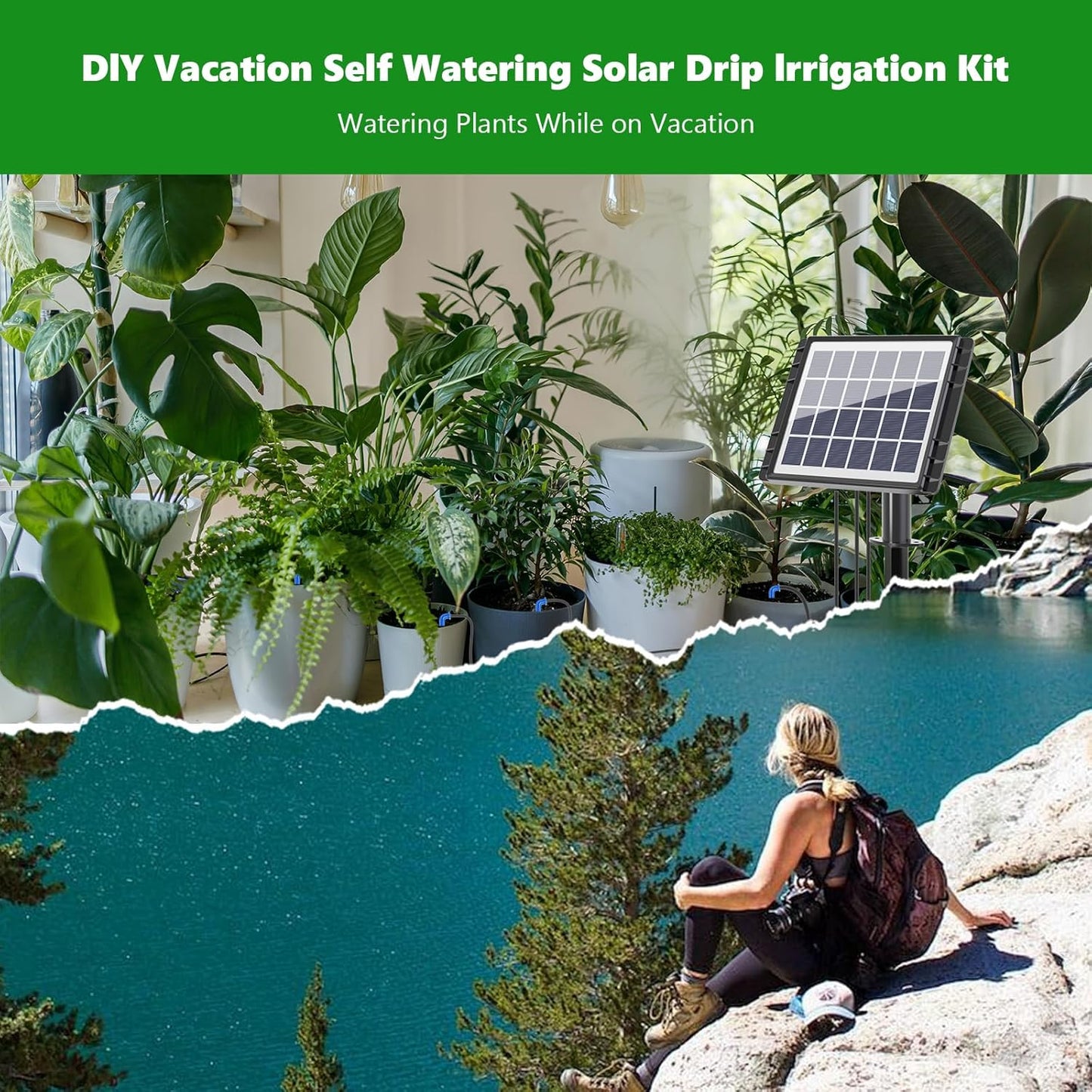 Solar Drip Irrigation Kit Accessories, 49 FT Tubing, Drip Irrigation Extra Accessories Kit,15 tee Fittings and 15 drippers for Balcony Patio & Garden