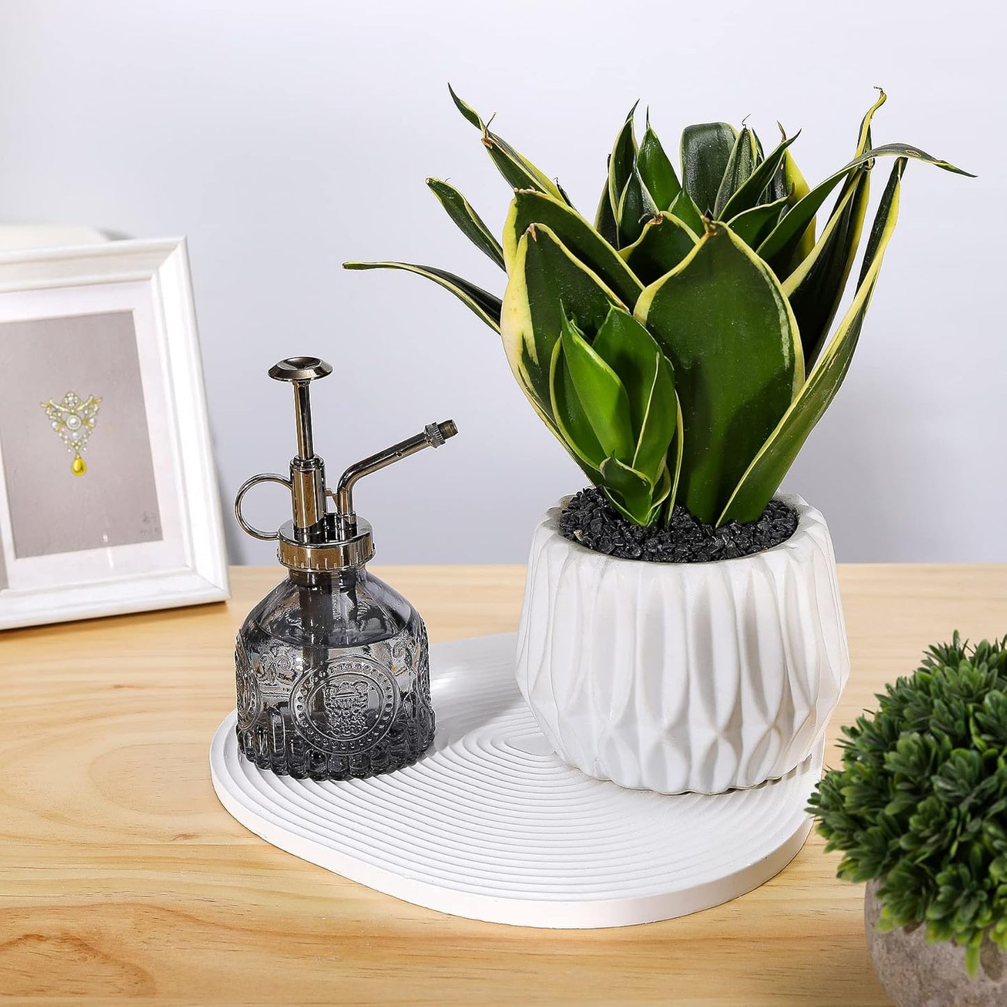 Glass Plant Mister Spray Bottle, Vintage Plant Water Spritzer, Succulent Spray Bottle with Top Pump, Small Glass Sprayer Mister Watering Can for Indoor Outdoor Houseplant - Grey