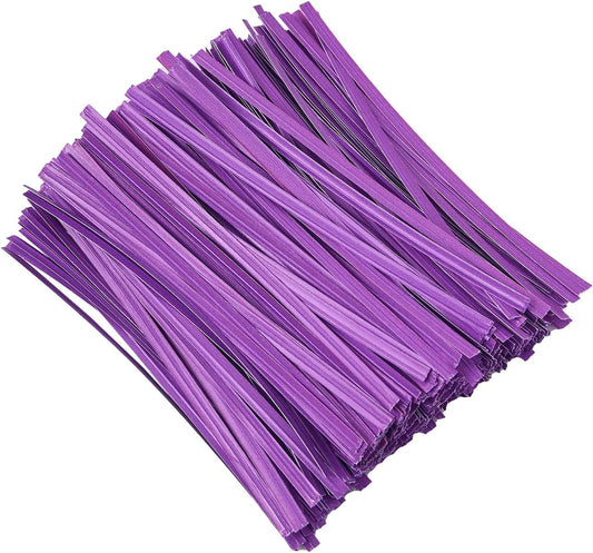 500 Pcs 5" Purple Paper Twist Ties, for Party Cello Candy Bread Coffee Bags Cake Pops
