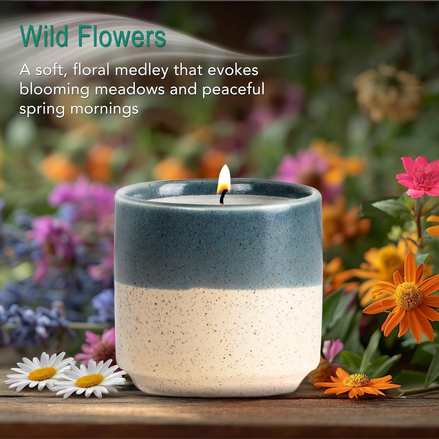 The Growing Candle, Wild Flower Scented, 8.5oz Ceramic Pot, Single Wick Aromatherapy Candles, 100% Soy for Women and Men, Willow