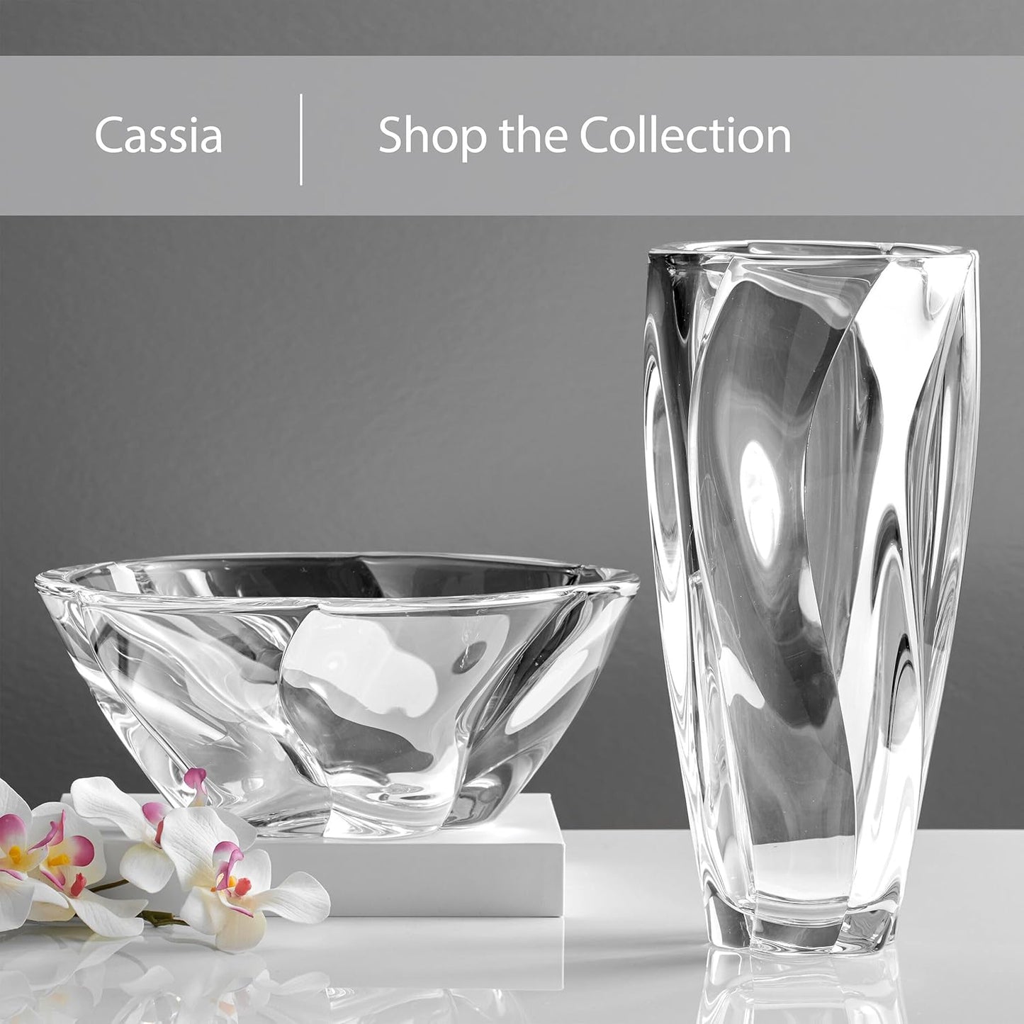 Mikasa Cassia Crystal Glass Vase, 12 Inch
