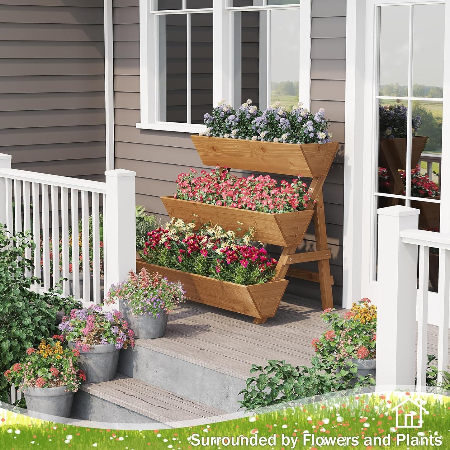 Raised Garden Bed, 3 Tier Vertical Garden Planter for Indoor & Outdoor, Raised Planter Box with Legs