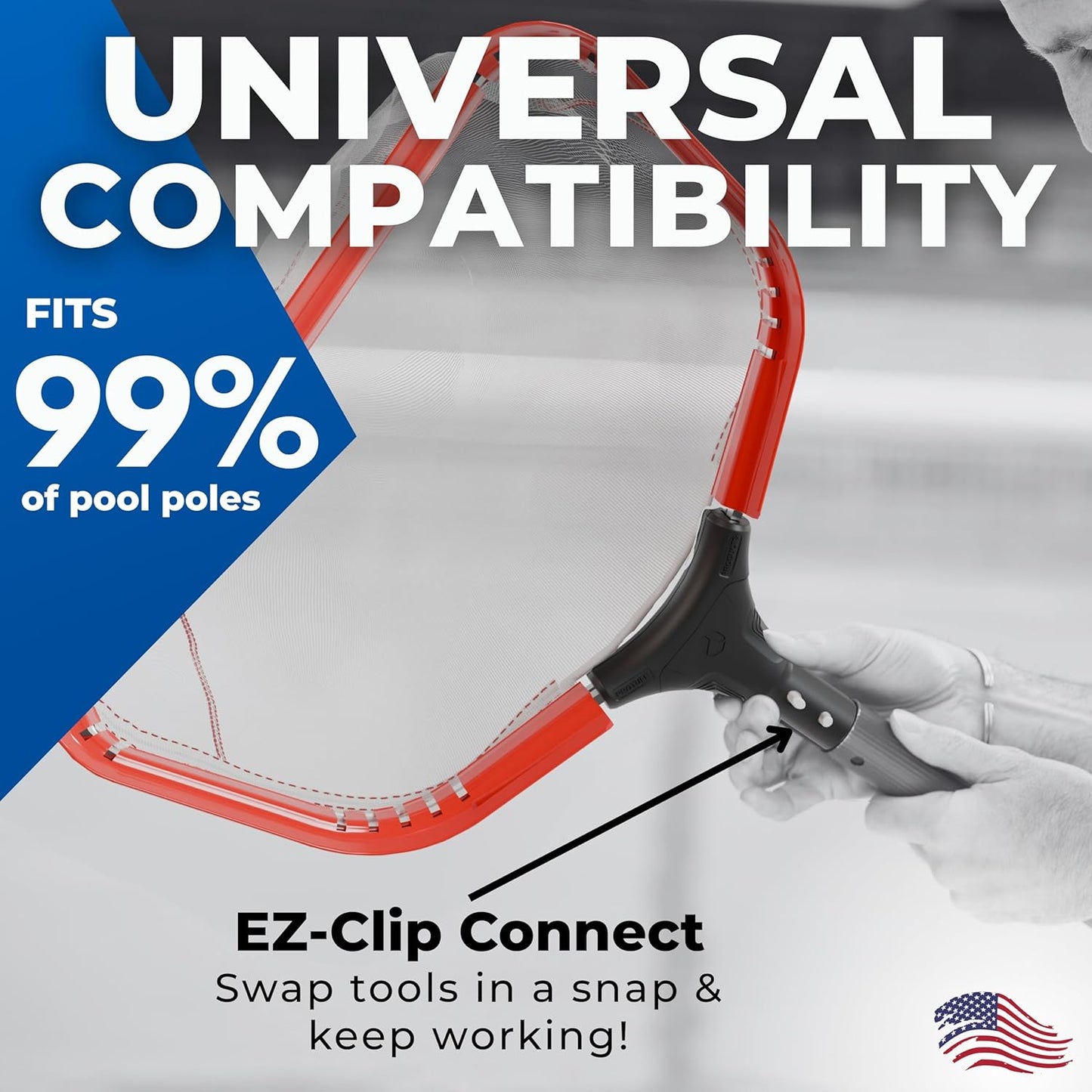 ProTuff 17" Silt Net Pool Skimmer for PROS – “490 Promise” Unlimited Unconditional Replacement – Ultra-Durable Ultra Fine Net for Silt – Heavy-Duty Aluminum Frame, EZ-Clip & Deep Bag for Cleaning