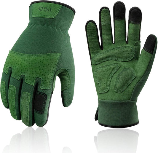 Vgo... 1-Pair Ladies' Synthetic Leather Gardening Gloves, Puncture-proof, Thornproof, Durability & Anti-shock Work Gloves, Touchscreen (Size L, Green, SL7471)