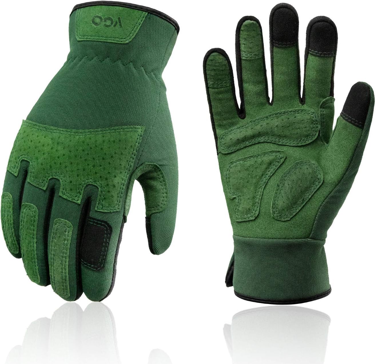 Vgo... 1-Pair Ladies' Synthetic Leather Gardening Gloves, Puncture-proof, Thornproof, Durability & Anti-shock Work Gloves, Touchscreen (Size M, Green, SL7471)