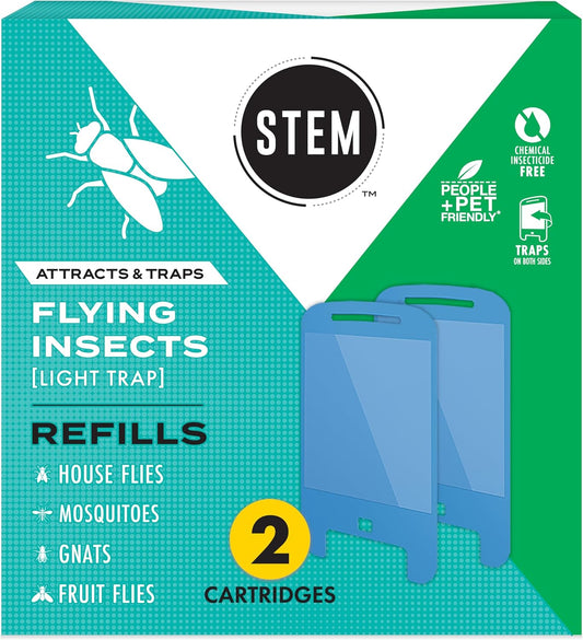 STEM Light Trap Refill Cartridges, Indoor Fruit Fly Trap, Effective Insect Control for Home, Attracts and Traps Flying Insects, Compatible With STEM Light Trap, 2 Count