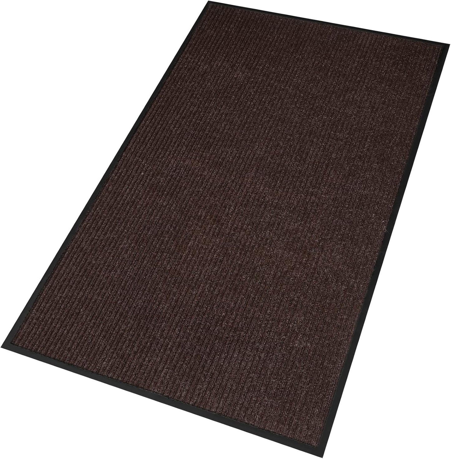 Low Profile Rubber Door Mat, 60x35inch, Heavy Duty, Entrance Doormat, Indoor and Outdoor, Waterproof, Easy Clean Shoe Scraper, Home Rug Welcome Mats for Entryway, Patio, Porch, Brown
