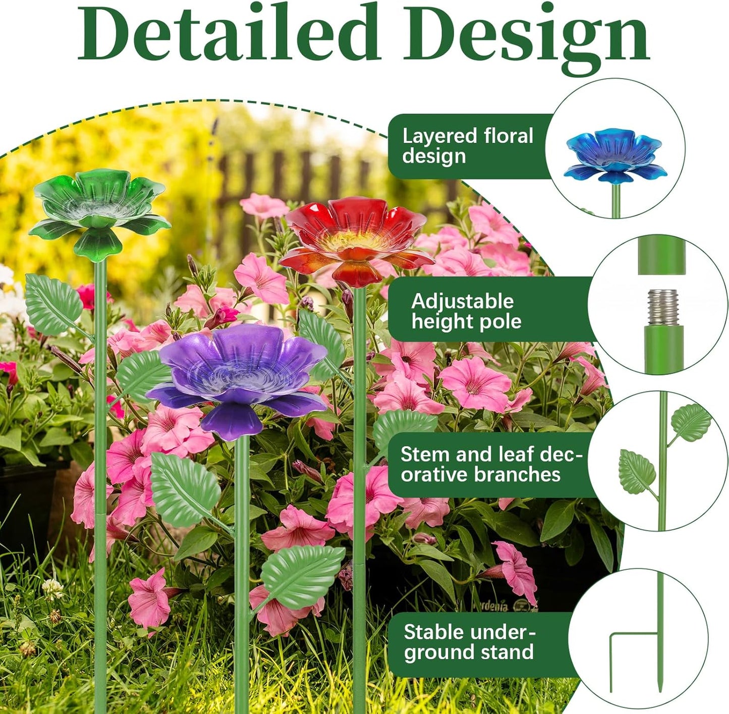 6 Pack Bee Watering Station - Flowers Butterfly Feeder, Bee Water Feeders for Outside, Metal Garden Decor, Bee Baths for Garden Yard Patio