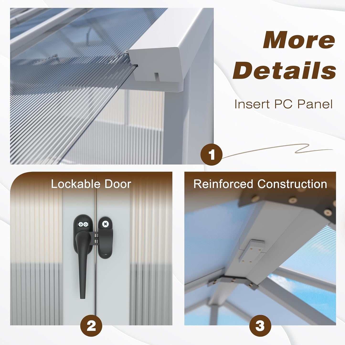 BlueWish 6x10 FT Greenhouse for Outdoors, Walk-in Green House with Cedar Frame, Adjustable Vent, Wood Greenhouses with 6MM Polycarbonate Panel, Greenhouse for Outside, Garden, Backyard, White