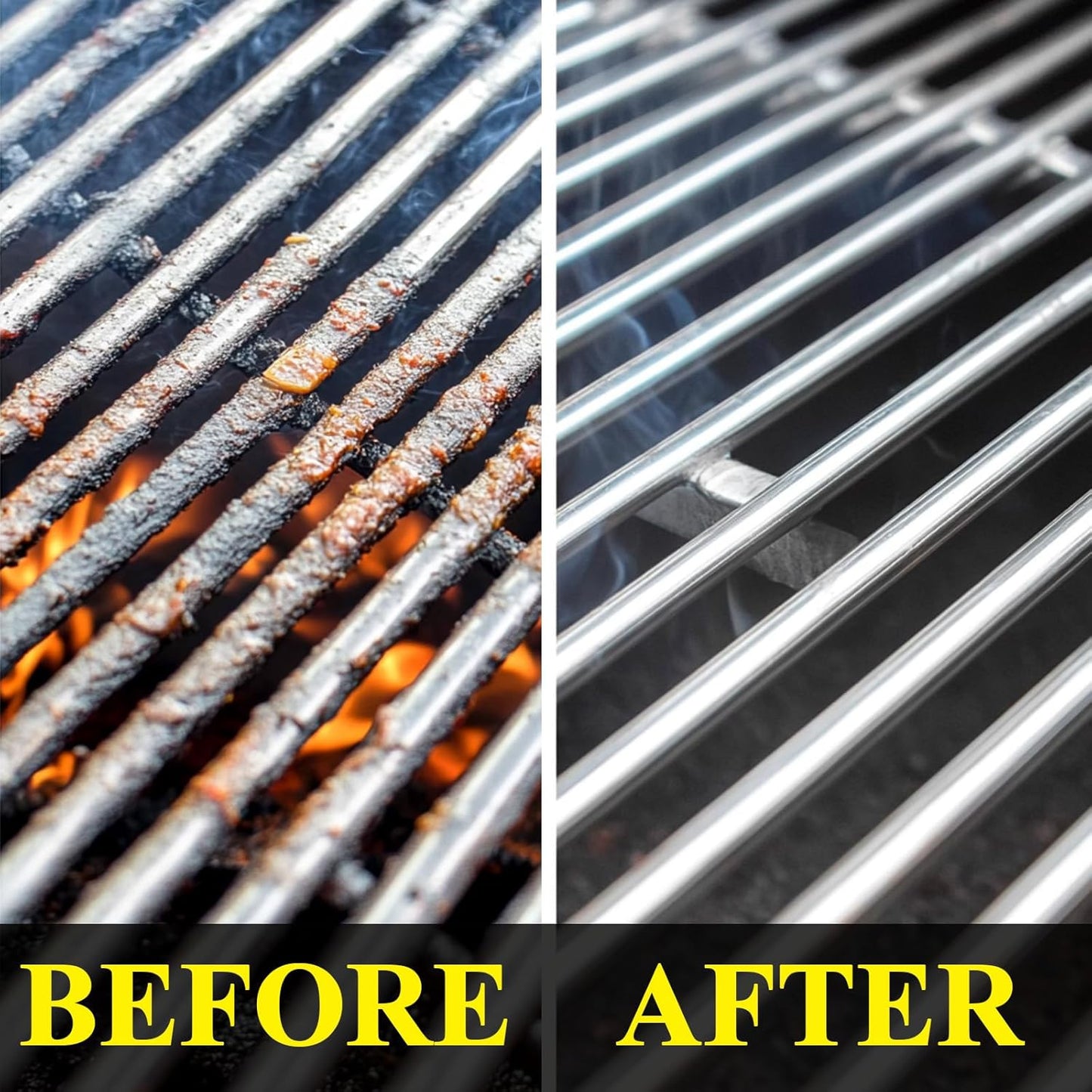 Grill Brush Bristle Free, 4 in 1 Grill Brush for Outdoor Grill with Replaceable Cleaning Head, Extra Long Safe Steam Grill Cleaner Brush with Scraper for Cast Iron, Stainless-Steel Grates