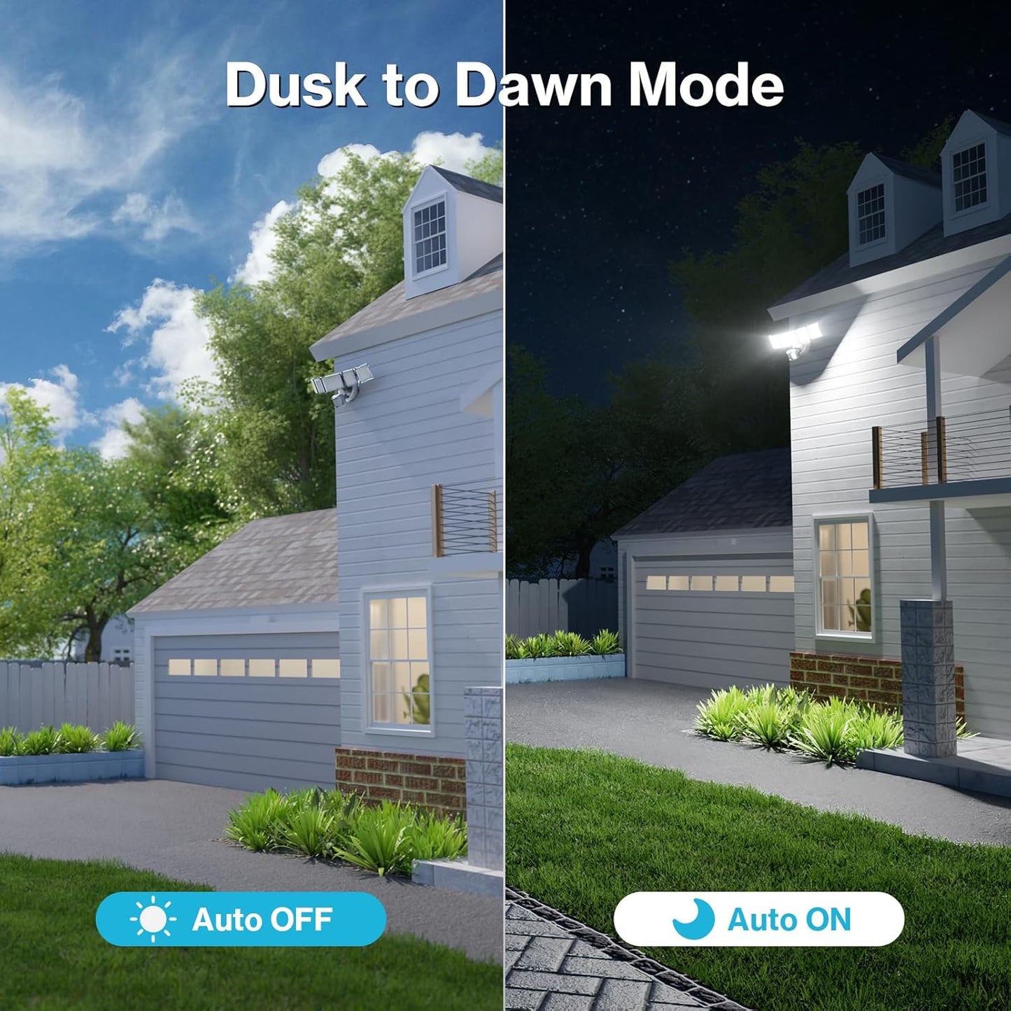 Olafus 100W Motion Sensor Outdoor Lights, 10000LM 6500K Daylight Flood Lights Outdoor Motion Sensor, Dusk to Dawn Outdoor Lighting, IP65 Waterproof Motion Detector Lights for Outside, White