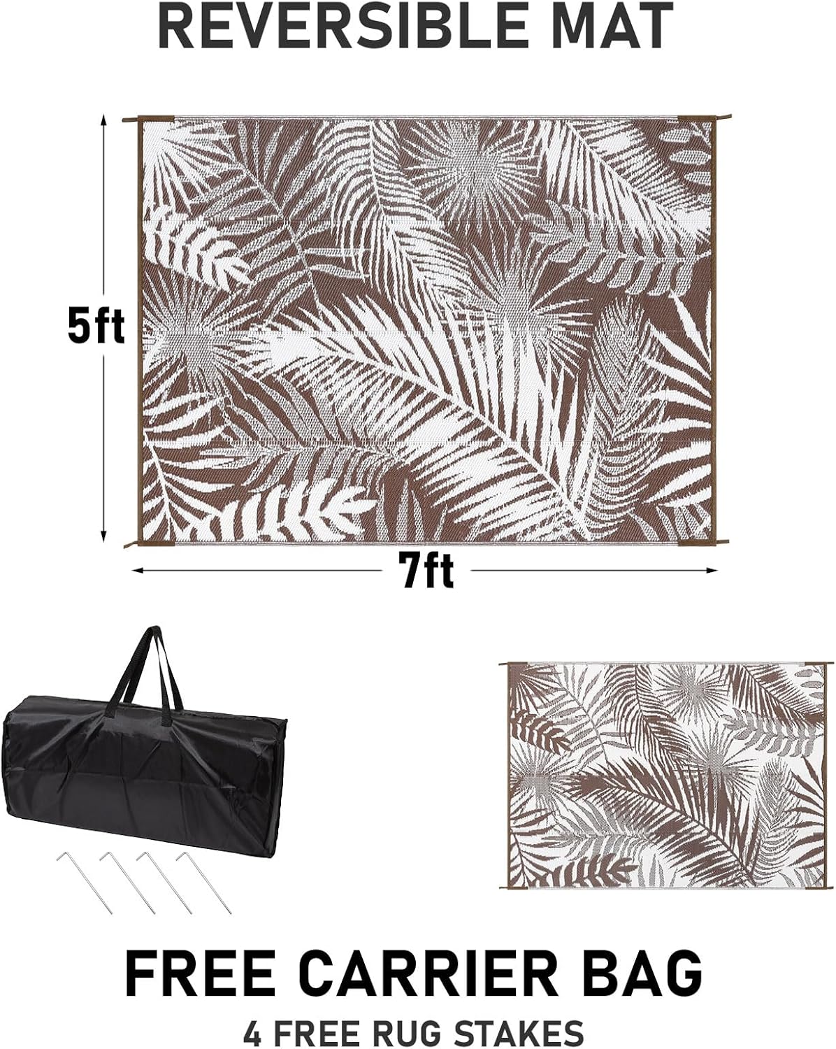 HiiARug Outdoor Rug 5x7Ft Outdoor Plastic Straw Rug Waterproof Outdoor Rugs for Patios Clearance Reversible Patio Mat Outdoor Carpet for Patio Camping Porch Deck RV Camper Backyard