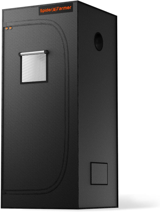 Spider Farmer 2.3x2.3x5.2 Grow Tent Pro-Grade, 28"x28"x63", with Observation Window Floor Tray, 1680D Thicken Mylar Canvas, 2x2 for Indoor Hydroponic Growing for SF1000, SE1500, G1500