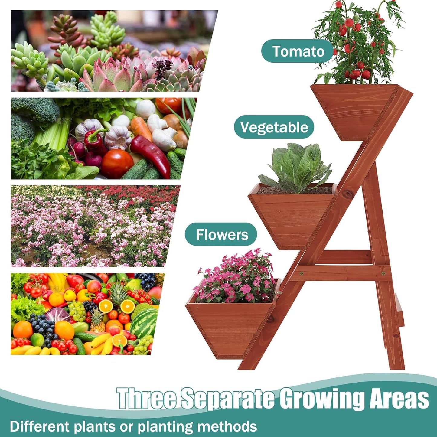 Raised Garden Bed, 3 Tier Small Vertical Garden Planter for Indoor & Outdoor, Raised Planter Box with Legs, Garden Planter Box for Flowers/Vegetables/Plants