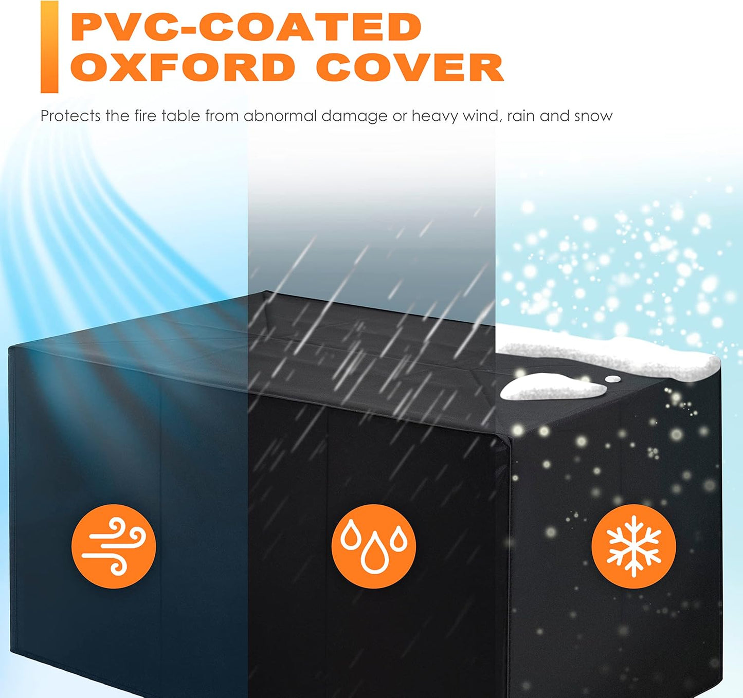 Nuu Garden Outdoor 43 Inch 50,000 BTU Propane Fire Pit Table, CSA Certified Patio Propane Fire Pit with Wind Guard, Lid, Oxford Cover, 7 lbs Glass Stone, Dark Brown