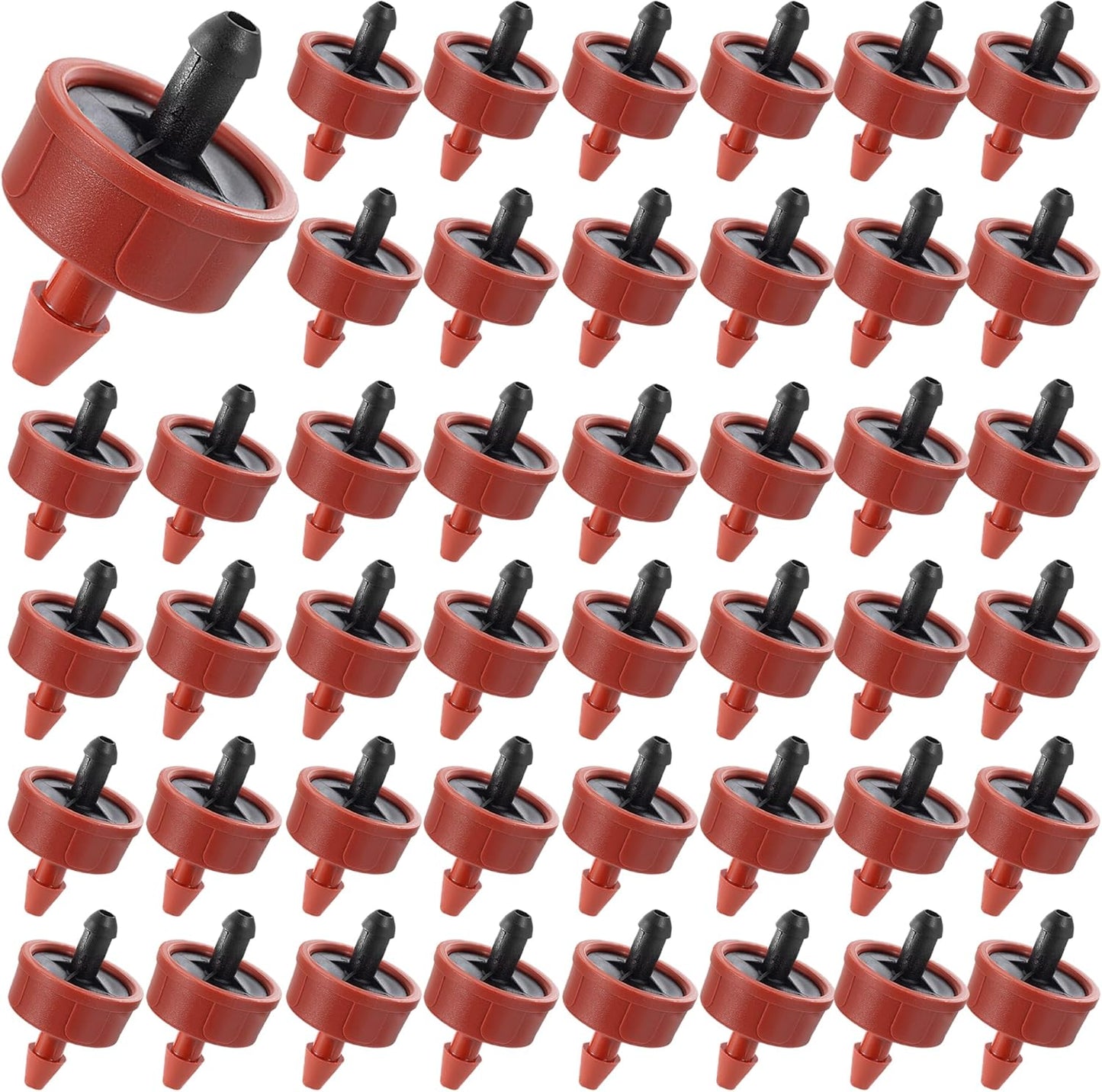 60Pcs 1 GPH Pressure Compensating Irrigation Spot Drippers,Constant Flow Barb Outlet Watering Dripper Emitters Heads Parts for 1/4 Inch Watering Tubing Line for Garden Pots Plants Irrigation Systems