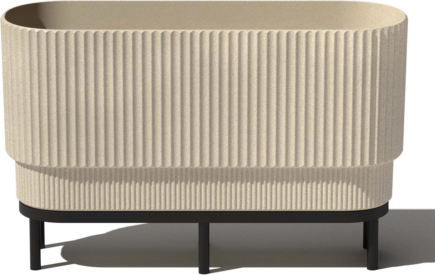 Veradek Demi Series Raised Long Planter for Indoor/Outdoor Use | Made from Plastic & Stone w/Wooden Stand | Modern Patio Décor for Flowers/Shrubs