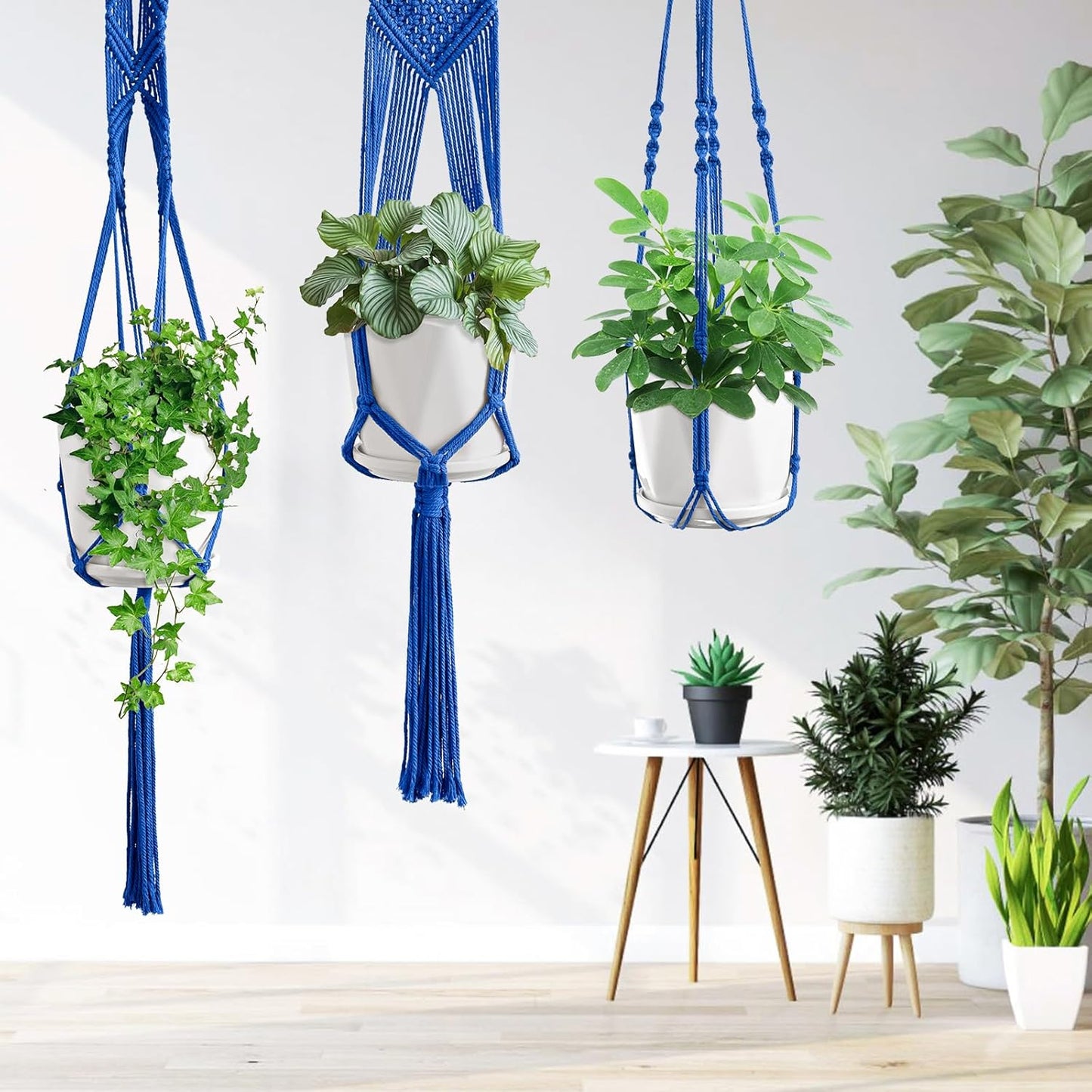 Macrame Plant Hangers, 6Pack Hanging Planters for Indoor Plants w/ 6 Set Hangers Kit Handmade Macromay Plant Hangers Indoor Flower Pots Holder Stand for Boho Home Décor (POTS NOT Included)
