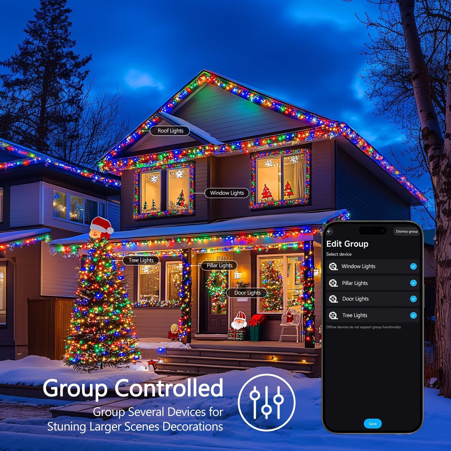 JMEXSUSS 100 LED RGB Christmas Tree Lights Indoor, 33ft Smart Color Changing Christmas Lights Outdoor with Remote & APP, Clear Wire Christmas Lights Plug in for Bedroom Tree Room Party Birthday