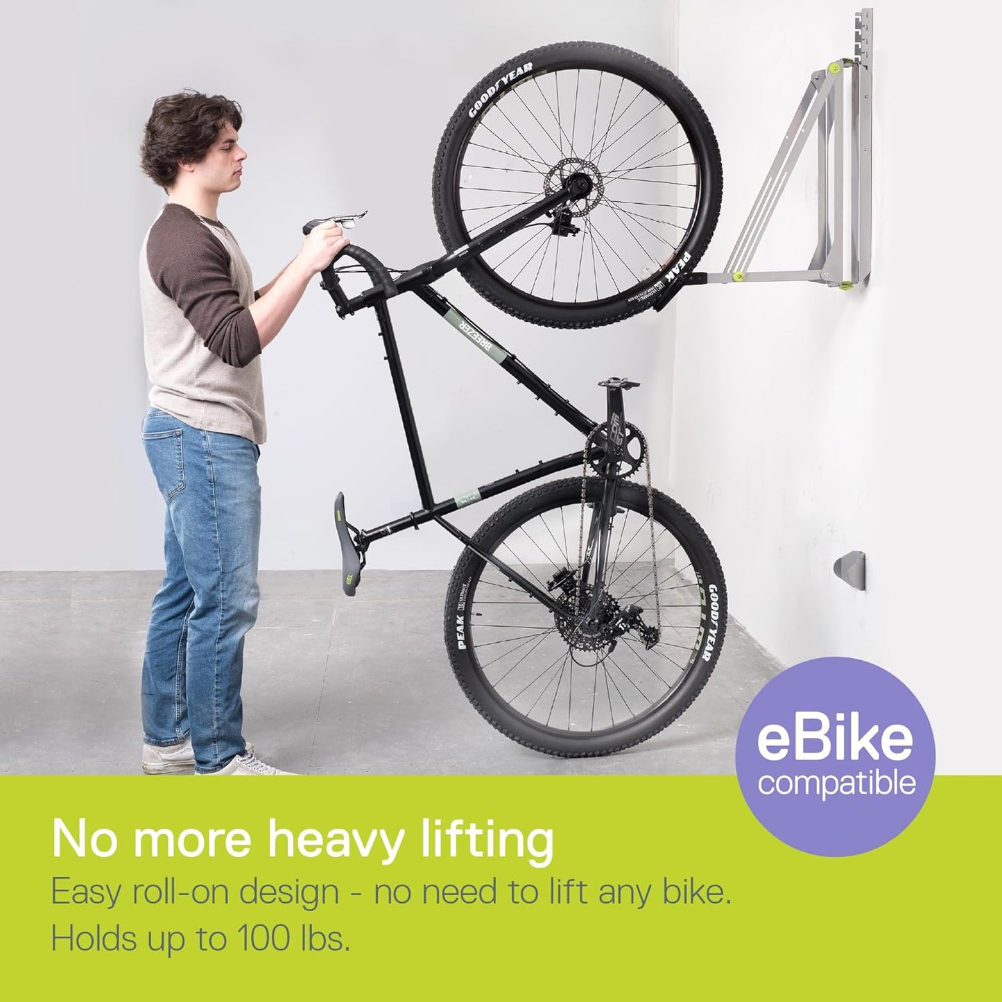 Pivot Bike Storage Rack by Delta Cycle - Bike Rack Garage Wall Mount Swivels to Save Space - No Lifting Required Vertical Bike Rack - Indoor Bike Storage Wall Hanger Holds Up to 100 lbs