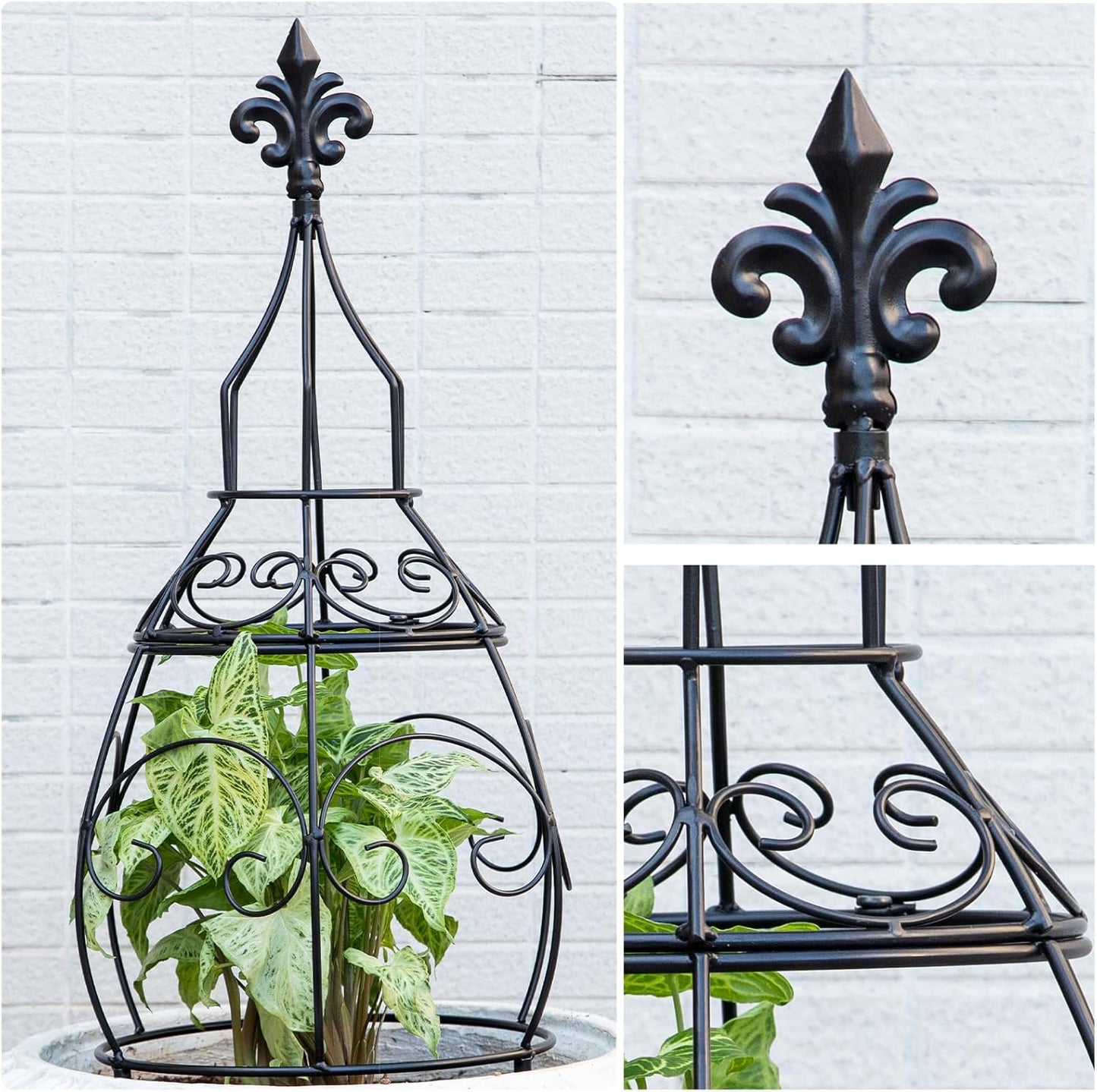 29-Inch Garden Trellis Obelisk - Durable Metal Support for Indoor & Outdoor Climbing Plants, Perfect for Vertical Gardening & Potted Plants, Stylish Design for Home and Garden