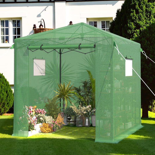 8X6 FT Pop Up Greenhouse,Greenhouse for Outdoors, Portable Walk-in Greenhouses with Roll-Up Zipper Door, PE Cover Greenhouses for Garden and Backyard, Easy Setup