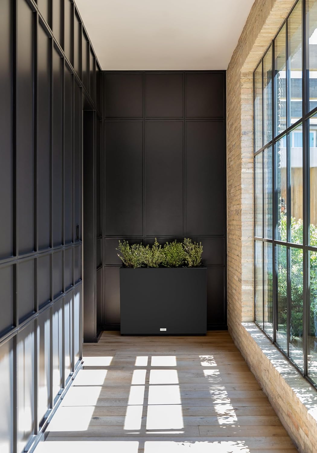 Veradek Block Series Span Plastic Planter - Tall Rectangular Planter for Indoor or Outdoor Patio/Porch | Durable All-Weather with Removable Insert Bucket | Modern Design for Plants, Flowers(2 Pack)