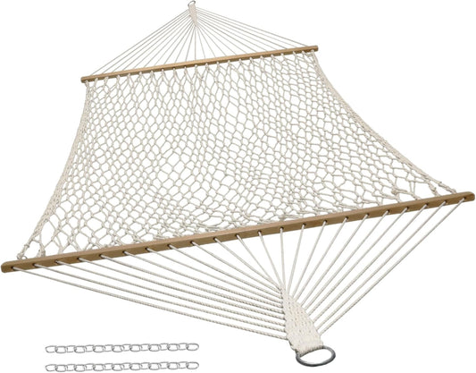 Sunnydaze Cotton Rope Hammock for Outside - 450-Pound Capacity Indoor or Outdoor Hammock with Spreader Bars - Natural