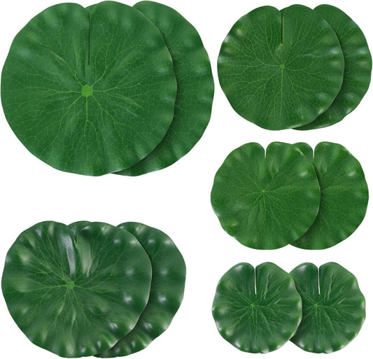 10 Pcs Artificial Lily Pads for Pond Pool, 5 Sizes Realistic Floating Foam Lotus Leaves, Large Plastic Water Lily Pads Leaves for Pond Pool Fountain Garden Decoration